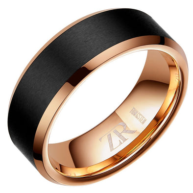 Mens Tungsten Two Tone Band Ring 8mm