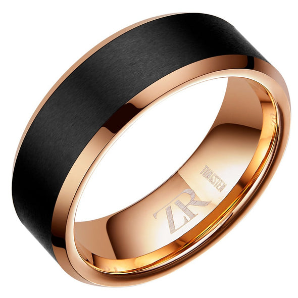 Mens Tungsten Two Tone Band Ring 8mm