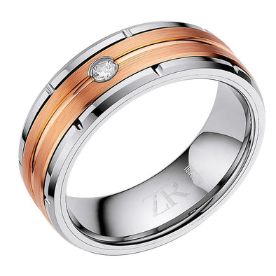 Mens Tungsten Two Tone Ring 8mm