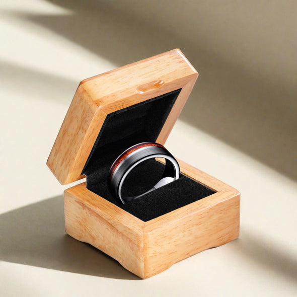 Mens Tungsten Ring 8mm Wooden Inlay