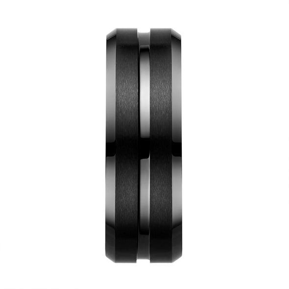 Mens Black Tungsten Ring 8mm