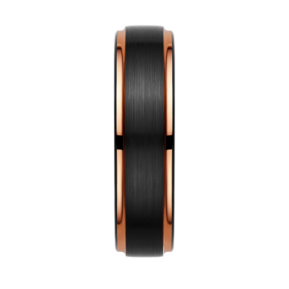 Mens Black Rose Gold Tungsten Ring 6mm