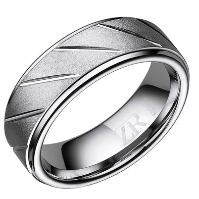 Tungsten Angle Etched Ring 8mm