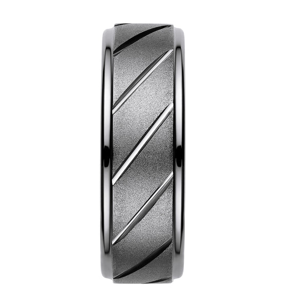 Tungsten Angle Etched Ring 8mm
