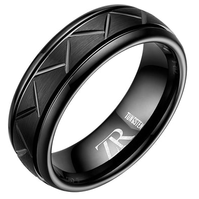 Mens Black Tungsten Ring 8mm